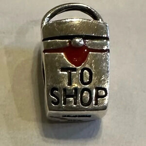 Solid Sterling silver 925 IBB Pandora- style bead charm - ‘love to shop’